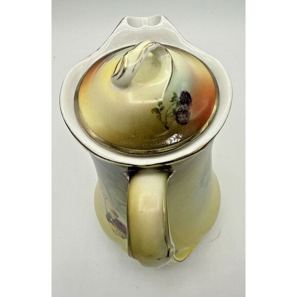 Vintage Jaeger & Co Strawberries Bavaria Hand Painted Porcelain Tea Pot Signed - Picture 6 of 16